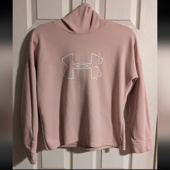 Under Armour Tops - Under Armour Pink Fleece Lined Lightweight Hooded Top XS Loose Fitting Athletic